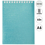 Блокнот МАЛЫЙ ФОРМАТ А6 спираль сверху 40л " Hatber " Metallic Фиолетовый, клетка, обложка - бумвинил