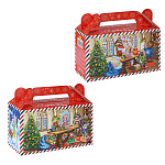 Коробка для конфет Новогодняя Сундучок " Миленд " Дед Мороз и Внучка готовят подарки, 500г, 17,5*6,7*15,5см