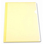 Папка-уголок " Бюрократ " А4 Economy желтая, пластик 0,10мм, тисненая, прозрачная