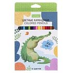 Карандаши цветные деревянные ECO Zoo 18цв " Hatber " шестигранные, картонная упаковка, европодвес