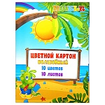 Картон цветной А4 немелованный, золото+ серебро, 10л 10цв " KWELT ", 190г/м2, в папке