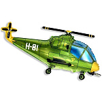 Шар фольгированный фигурный " Браво " 14"/36см Вертолет зеленый