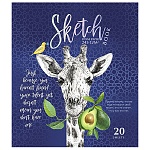 Скетчбук, каменная бумага 245г/м2, А5, 20л, спираль сверху, без линовки, обложка - мелованный картон, УФ-лак, фольга, " ПЗБМ " Жираф