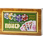 Игра карточная " Задира " Покер, состав: фишки, 52 карточки, правила игры, картонная упаковка 11*18см