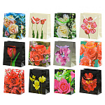 Пакет бумажный " Basir " 8*10*4см, Цветы, ассорти (без возможности выбора дизайна), ламинированный