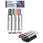 Набор маркеров для белой доски " deVente " 4 цвета (зеленый, красный, синий, черный) 5мм пулевидный наконечник, блистер, европодвес