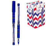 Ручка шариковая " Attomex " синяя 0,7мм, толщина письма 0,3мм, чернила на масляной основе, игольчатый пишущий узел, прозрачный корпус с дизайном, сменный стержень, индивидуальная маркировка, картонный дисплей