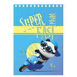 Блокнот МАЛЫЙ ФОРМАТ А6 спираль сверху 40л " Lamark " Супер панда, клетка, обложка - мелованный картон, 100*142мм