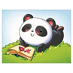 Живопись по номерам " Рыжий кот " 17*22см Маленькая мечтающая панда, состав набора: 1 холст с эскизом на подрамнике, акриловые краски, 1 кисточка, картонная упаковка