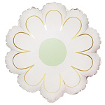 Шар фольгированный фигурный 21"/53 см Ромашка белая с золотом