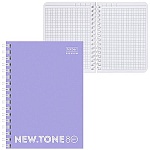 Записная книжка МАЛЫЙ ФОРМАТ А6 спираль 80л " Hatber " Newtone pastel Лаванда, клетка, обложка - мелованный картон, глянцевая ламинация, отрывные листы