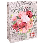 Пакет бумажный " Миленд " 32*26*12см Dream cards Газета с ярким букетом, ламинированный, глиттер