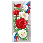 Открытка " Мир поздравлений " 410 Евро Без названия- Красные и белые розы, 97*204мм, глянцевый УФ-лак