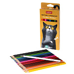Карандаши цветные деревянные Пушистый философ 24цв " Hatber " трехгранные, картонная упаковка, европодвес