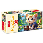 Пазлы " Hatber " 108элементов Котик-рыбак 30*21см, картонная упаковка