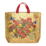 Сумка ПП многоразовая " Интерпак " с петлевой ручкой, 50*40см 160мкм Маки