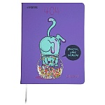 Дневник 1-11 класс искусственная кожа " deVente " Хьюстон, у нас проблема, поролон, шелкография, аппликация в виде ушей со стразами, отстрочка, цветной форзац, ляссе, 48л