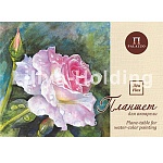 Планшет для акварели " Лилия Холдинг " МАЛЫЙ ФОРМАТ А5 20л Розовый сад, бумага карточная тисненая " Лен " палевый, плотность - 200г/м2