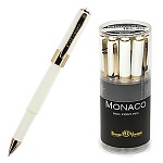 Ручка шариковая " Bruno Visconti " Monaco синяя 0,5мм, металлизированный наконечник, непрозрачный колпачок с клипом, цвет корпуса- белый, пластиковый бокс