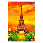 Картина алмазная " Рыжий кот " 30*40см Огненные закаты Парижа, с полным заполнением, на подрамнике