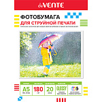 Фотобумага " deVente " А5 180г/м2 20л глянцевая, односторонняя, пластиковый пакет, европодвес