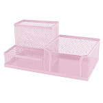 Подставка " KWELT " 3 отделения, 20*10*9,5см, металлическая, сетчатая, светло-розовая