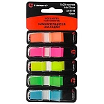Закладки самоклеящиеся " Lamark " 44*12мм, 5цв*20л (оранжевый, зеленый, желтый, синий, розовый), неон пластик, пластиковый диспенсер