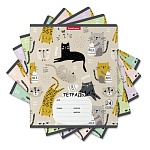 Тетрадь А5 24л " Erich Krause " Lying Cats (ассорти), линия, на скобе, обложка - мелованный картон, скругленные углы