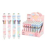 Ручка шариковая автоматическая " Basir " Мороженое 10цв 0,7мм съемный резиновый брелок-мороженое, цветной корпус с рисунком, ассорти