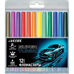 Фломастеры " deVente " Super Turbo 12цв круглые, вентилируемый колпачок, пластиковый блистер, европодвес