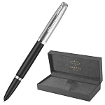 Ручка подарочная перьевая " Parker " 51 Core Black CT, 2 картриджа: синий и черного, цвет корпуса-черный/серебристый, подарочная упаковка