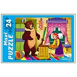 Пазлы " Рыжий кот " Макси. 24элементов Маша и Медведь 30*21,5см, картонная упаковка 28,5*19*3,5см