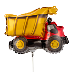 Шар фольгированный фигурный 13"/33см Машина самосвал на палочке, крепится с помощью розетки на палочку