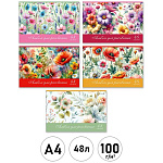 Альбом А4 48л " Светоч " Полевые цветы (ассорти), на скобе, обложка - мелованный картон, выборочный лак, блок-офсет- 100г/м2, 5 дизайнов в коробке