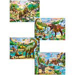 Пазлы " Рыжий кот " 120элементов Мир динозавров №53 16,5*22,5см, 4 дизайна, картонная упаковка 25,4*17,9*4,2см