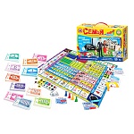 Игра экономическая " Русский стиль " Семья и карьера: игровое поле 45*45см, 4 фишки, 2 кубика, 40 карточек, 100 жетонов, правила игры, от 9лет, картонный чемодан 35,5*25,5*7,2см