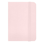 Бизнес-блокнот МАЛЫЙ ФОРМАТ А7 на резинке, искусственная кожа 80л " KWELT " Розовый, линия, сшивка, тонированный блок, скругленные углы