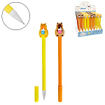 Ручка гелевая " KWELT " Capybara синяя 0,5мм, толщина письма 0,25мм, игольчатый пишущий узел, непрозрачный пластиковый корпус, цвет корпуса- ассорти, наконечник- капибара, дисплей