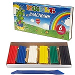 Пластилин " KWELT " 6цв 90г со стеком, картонная упаковка
