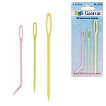 Иглы для шитья ручные " Gamma " для вязаных изделий 3шт, ассорти (с прямым кончиком 0,2*7,2см, с загнутым кончиком 0,2*7,2см, с прямым кончиком 0,3*9см), картонный блистер, европодвес