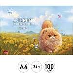 Альбом А4 24л " Hatber " Пухляши (ассорти), скоба, обложка - мелованный картон, матовая ламинация, тиснение, блок-офсет- 100г/м2, 5 дизайнов в спайке