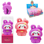 Точилка " KWELT " пластиковая с покрытием soft-touch Bunny 1 отверстие, цвет ассорти, индивидуальная пластиковая упаковка, европодвес, дисплей