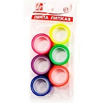 Лента канцелярская клейкая 12мм*5м, ассорти флуоресцентный, 35мкм, полипропилен, пластиковая втулка d=26мм, в наборе: 6шт, " Луч ", пакет, европодвес