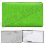 Визитница " Миленд " Стандарт 20л 40 карт, горизонтальная, матовая салатовая, мягкая экокожа, 100*70мм, индивидуальная упаковка, европодвес
