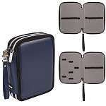 Пенал " deVente " 2 отделения 21*14,5*5,2см, Yume, прямоугольный, на молнии, текстиль, искусственная кожа, ручка-петля, темно-синий