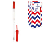 Ручка шариковая " Attomex " красная 0,7мм, толщина письма 0,3мм, прозрачный корпус, колпачок в цвет чернил, картонная упаковка