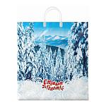 Пакет Новогодний ПЭ " Интерпак " с пластиковой ручкой ПВД, 40*44см 100мкм Саяны