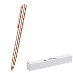 Ручка подарочная шариковая автоматическая " Bruno Visconti " Firenze синяя 0,7мм, поворотный механизм, металлический корпус, цвет корпуса розовое золото, толщина письма- 0,5мм, подарочная упаковка