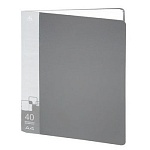 Папка 40файлов " Бюрократ " А4 серый, пластик 0,65мм, торцевой карман с бумажной вставкой