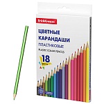Карандаши цветные пластиковые Basic 18цв " Erich Krause " шестигранные, картонная упаковка, европодвес